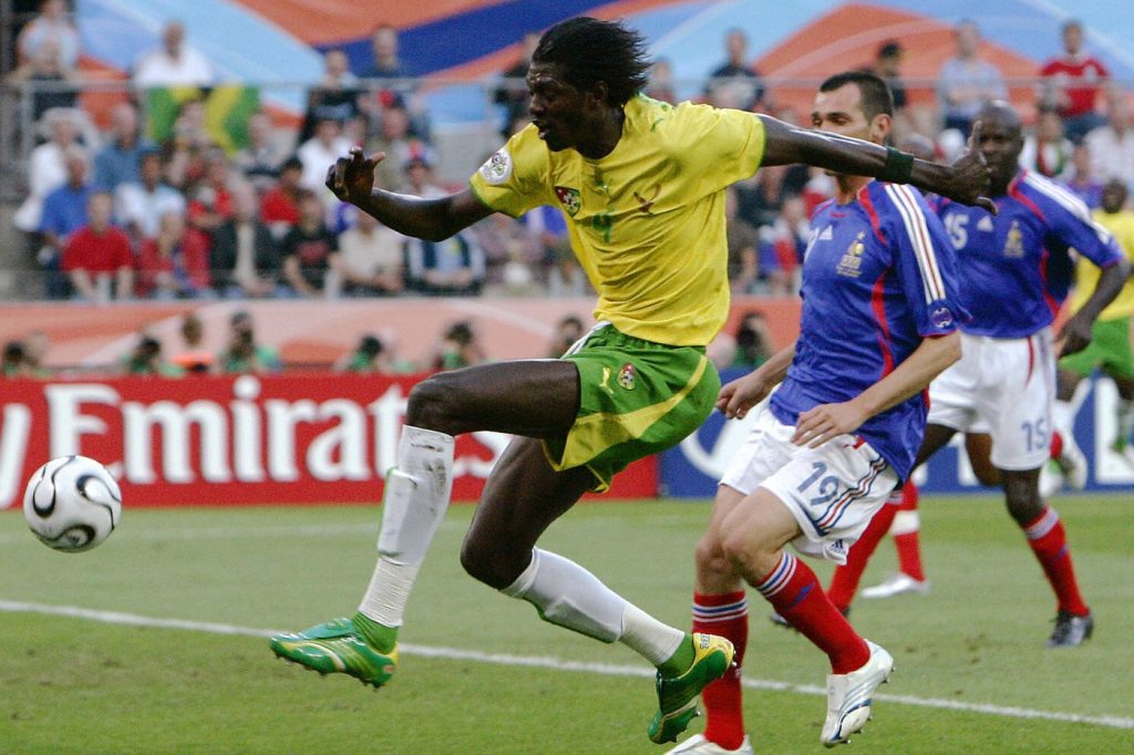 Emmanuel Adebayor in action as Togo bowed to France in 2006 World Cup 0-2.