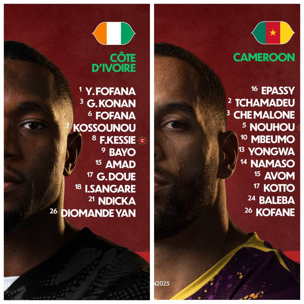 AFCON 2025 : Ivory Coast and Cameroon Confirmed lineup - Africa Top Sports