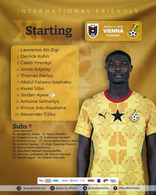 Black Stars confirmed lineup against Austria