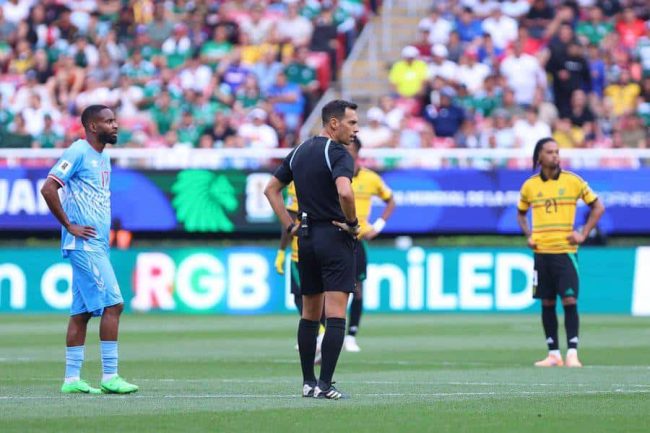 Unusual scene as referee replaced in DRC vs Jamaica clash