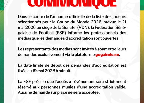 Senegal to Unveil 2026 FIFA World Cup Squad on May 21