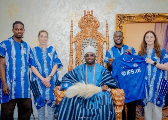 Chelsea Delegation, Victor Moses Visit Elegushi Palace in Lagos