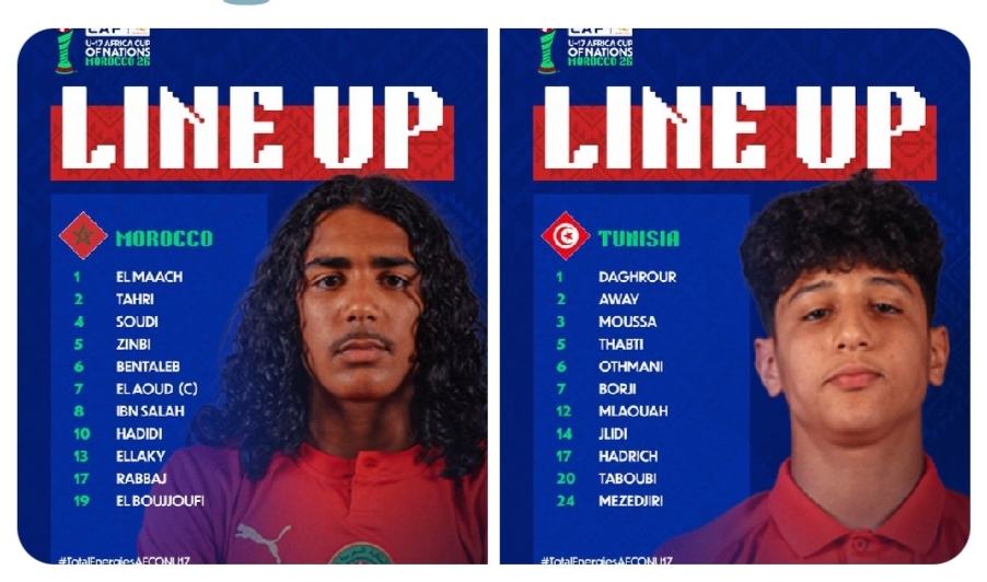 AFCON U17:  Morocco vs Tunisia Confirmed Line Up For Group A Opener