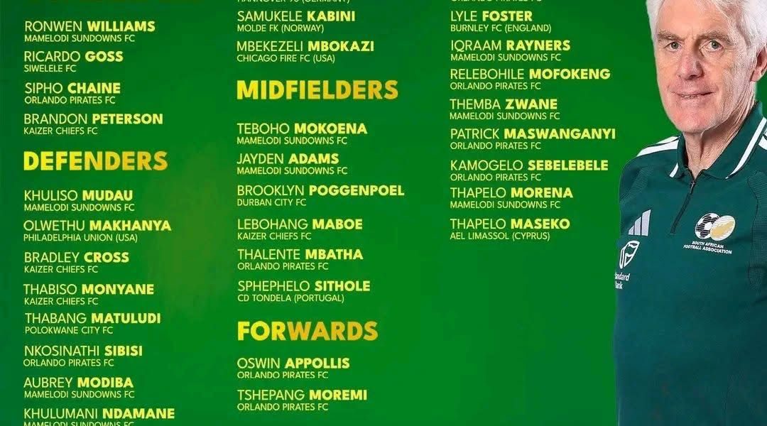 Broos Unveils Preliminary Bafana Bafana Squad for 2026 World Cup