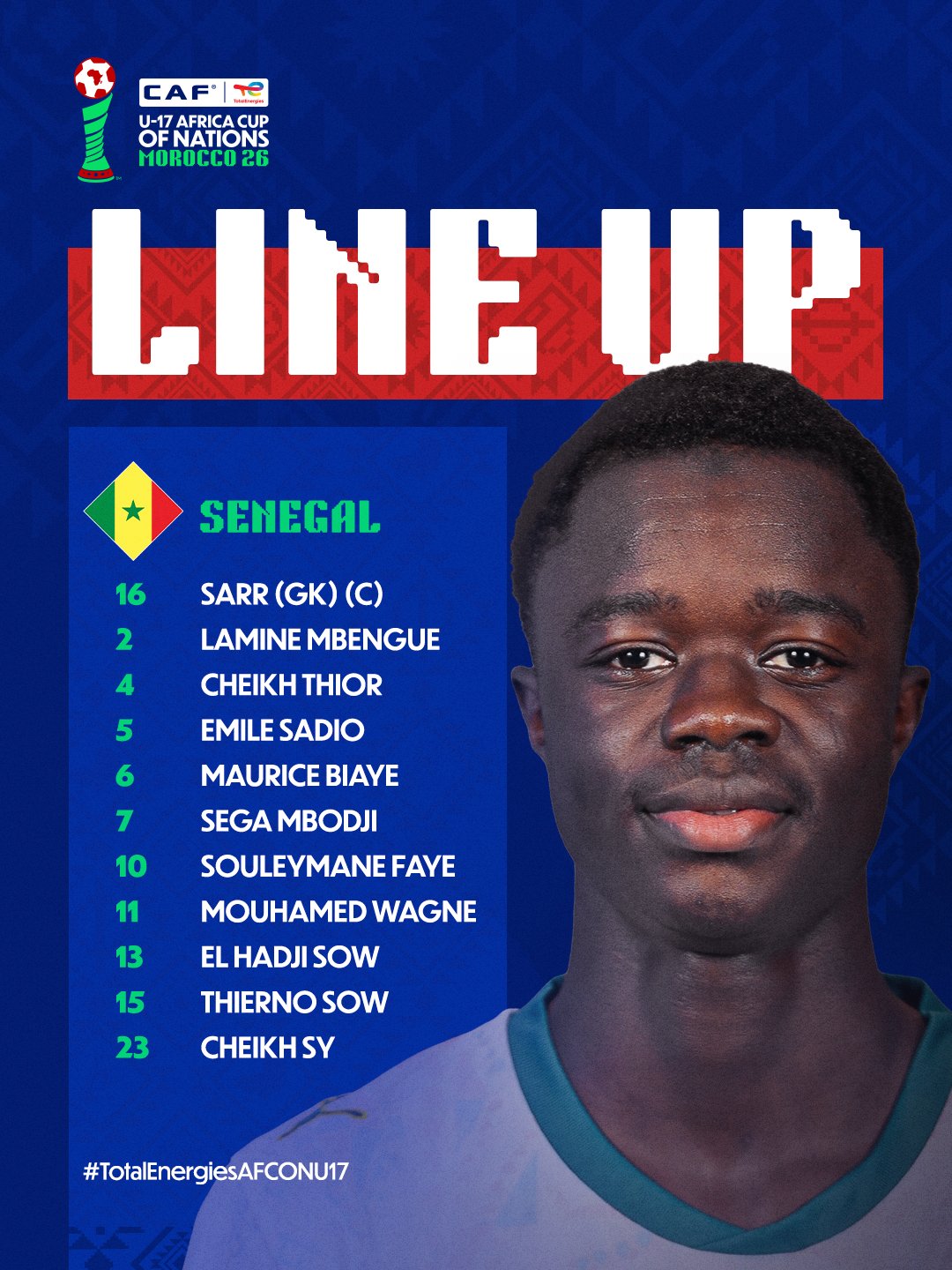 AFCON U-17 Final: Senegal vs Tanzania Confirmed Line Up