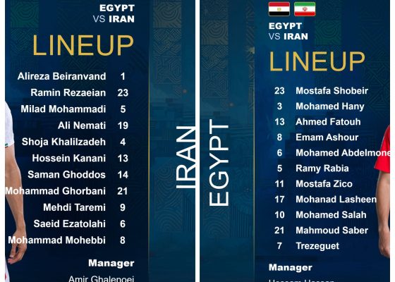 2026 FIFA WORLD CUP: Egypt and Iran confirmed lineups