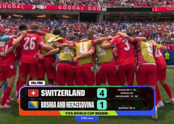2026 FIFA WORLD CUP: Manzambi’s Brace Inspires Ruthless Switzerland to 4-1 Victory Over Bosnia & Herzegovina