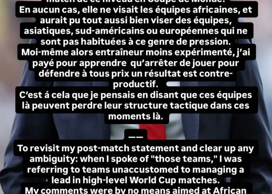 2026 FIFA WORLD CUP: Rudi Garcia Clarifies Remarks on Senegal After World Cup Controversy