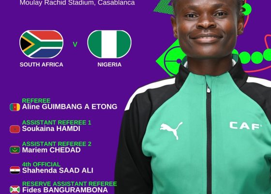 WAFCON 2026: Cameroonian Referee Aline Guimbang A Etong to Officiate Nigeria vs South Clash