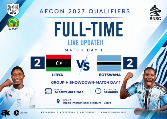AFCON 2027 Qualifier: Libya Fight Back to Hold Botswana to 2-2 Draw.