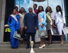 Miss Cameroon visits FECAFOOT and admires AFCON trophy