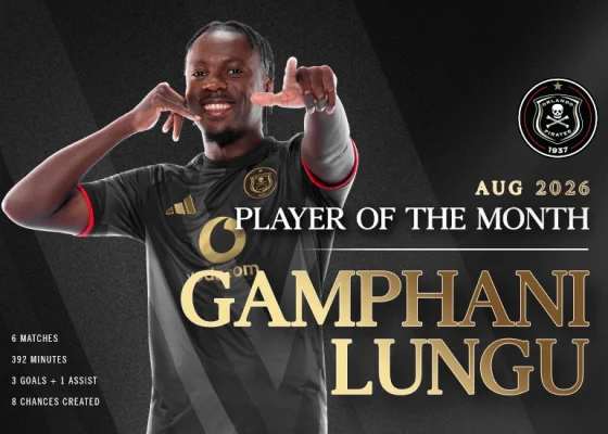 Orlando Pirates star Gamphani Lungu voted August Player of the Month