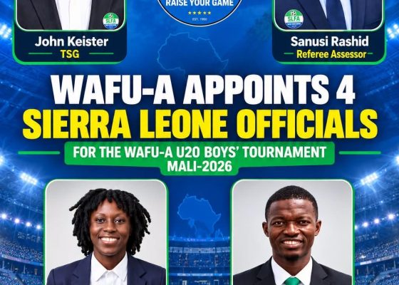 WAFU – A appoints for Sierra Leonean officials for U-20 Boys tournament in Mali