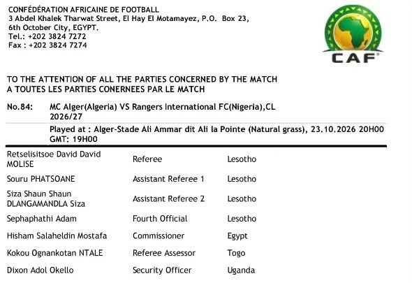 CAFCL: CAF Appoints Ugandan Security Expert for High Risk MC Alger vs Rangers Clash